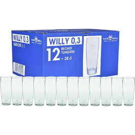 Набір склянок для пива Van Well Willibecher 0,2 л, 12 шт — міцні пивні келихи преміум-якості, придатні для посудомийки, для гастрономії та дому