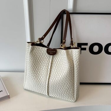 Сумка жіноча Unisoul Shopper велика - елегантна сумка через плече з екошкіри для офісу та подорожей (Бежево-коричнева)