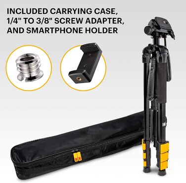 Штатив KODAK PhotoGear 2-в-1 з моноподом | Легкий 70' 4-секційний штатив з flip-lock з алюмінію | Знімні пластини для штатива