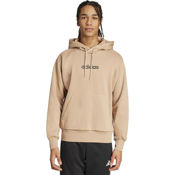 Чоловічий худі Adidas Essentials Linear Fleece з капюшоном, колір Warm Sandstone/Black, розмір S