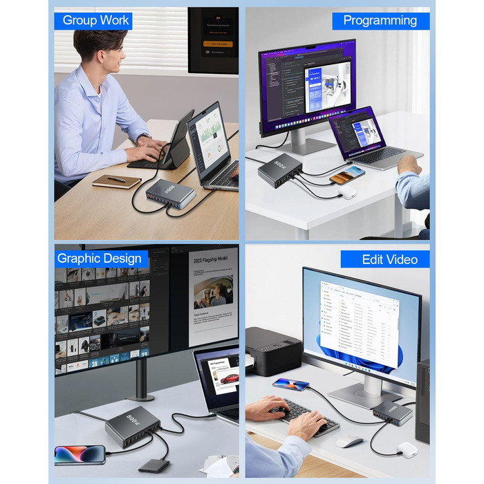 Зарядний пристрій GaN III 140W/100W USB-C 10-в-1, PD QC20W для MacBook, iPad, iPhone, HP, Samsung Galaxy та інших пристроїв