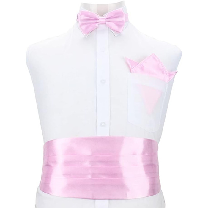 Комплект підтяжок та краватки-метелика з нагрудною хусткою для смокінга, рожевий – 3 шт.