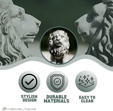 HomeZone 2 Piece Stone Effect Resin Lion Animal Garden Decorations Handmade Sculptures Lawn Statues Antique Decor Wildlife Sculptures