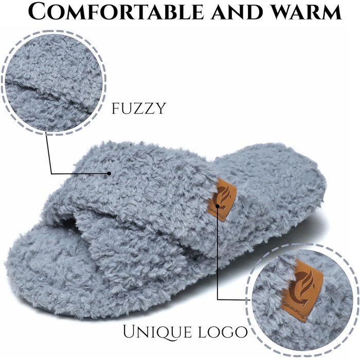 Жіночі плюшеві домашні тапочки SMajong, зимові, теплі, м'які, з антиковзким покриттям, сірі, 38/39 EU