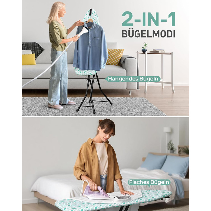 Прасувальна дошка LyriFine 2-в-1 для прасування з парою та звичайного прасування, стабільна, зелена