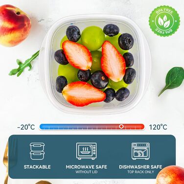 Контейнери для їжі EFISH 20 шт. з кришкою, прямокутні, пластикові, 500 мл та 300 мл. Набір для зберігання продуктів, школи, роботи та подорожей