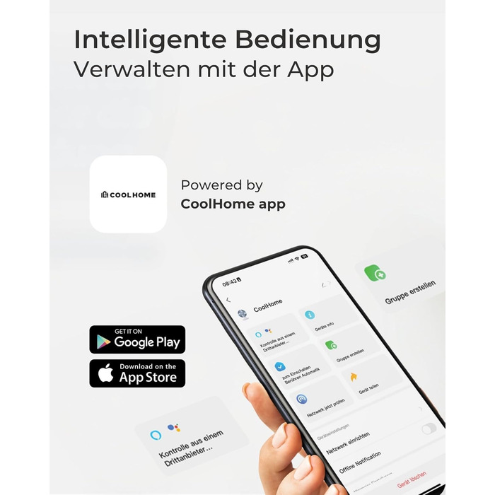 Турбовентилятор CF2401 з пультом керування та додатком: тихий підлоговий вентилятор з таймером та LED-підсвіткою, дитяча безпека, чорний, 102 см