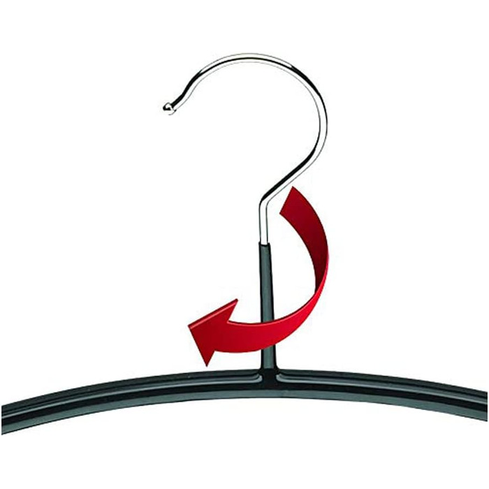 MAWA Clothes Hangers, Set of 10 high-quality, space-saving, non-slip clothes hangers, ideal for T-shirts and sweaters, with a 360° rotatable hook and non-slip coating, 46 cm, Black