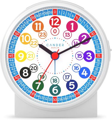 Cander Berlin MNU 1009 Silent Kinderwecker (children's alarm clock) and MNA 1030 J blue wristwatch, learning clock silent children's clock light snooze table clock alarm clock children lighting quiet snooze girls boys