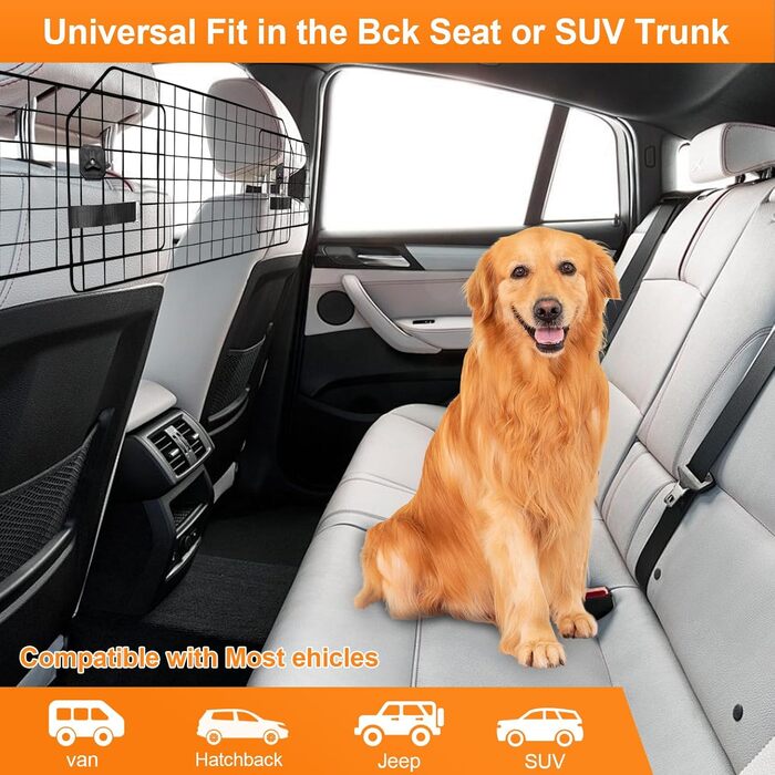 Бар'єр для собак у автомобіль SUV, авто, вантажівка - міцний дротяний бар'єр