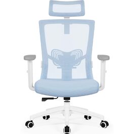 Ергономічне крісло Daccormax для офісу: регульована підголовник, підлокітники, підтримка попереку, поворотний механізм, функція гойдання, дихаюча сітка, для спини, до 150 кг (Блакитний)