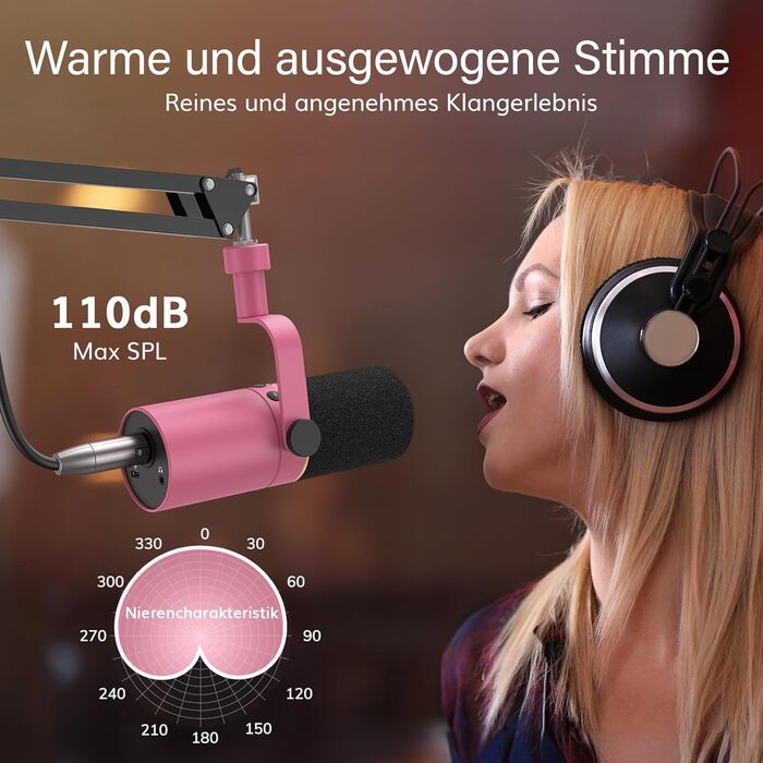 Мікрофон TONOR TD510+ для стрімінгу та запису, XLR/USB, рожевий