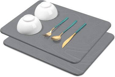 Килимок для сушіння посуду Snuggery, 61 x 40.6 см, 2 шт, сірий (з кремнезему)