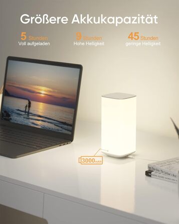 Нічна лампа торшера Touch Dimmable, з пультом дистанційного керування LED, на батарейках, 256 кольорів, 3 режими, нічник, для дітей, створення атмосфери, настільна лампа, таймер для спальні, вітальні, біла