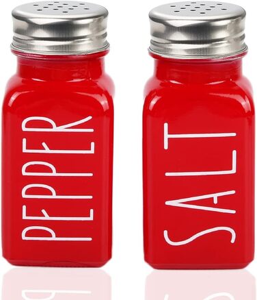 Red Salt and Pepper Shaker Set, Kitchen Decoration, Glass Salt and Pepper Shaker Set, Cute Salt Shaker, Gift for Women, Wedding Decoration, Red Salt Shaker (2 red)