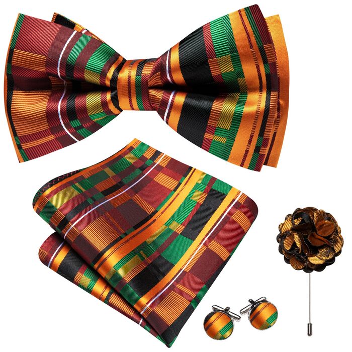 Комплект краватки та хустинки Barry.Wang Paisley оранжевого кольору для чоловіків на весілля та урочисті події