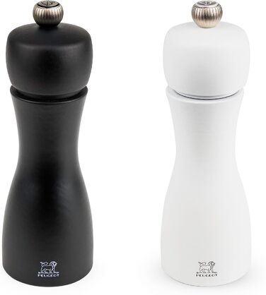PEUGEOT Tahiti Mill Set Pepper/Salt, Classic Grind Setting, Height: 15 cm, Wood, White/Black, 2/24260