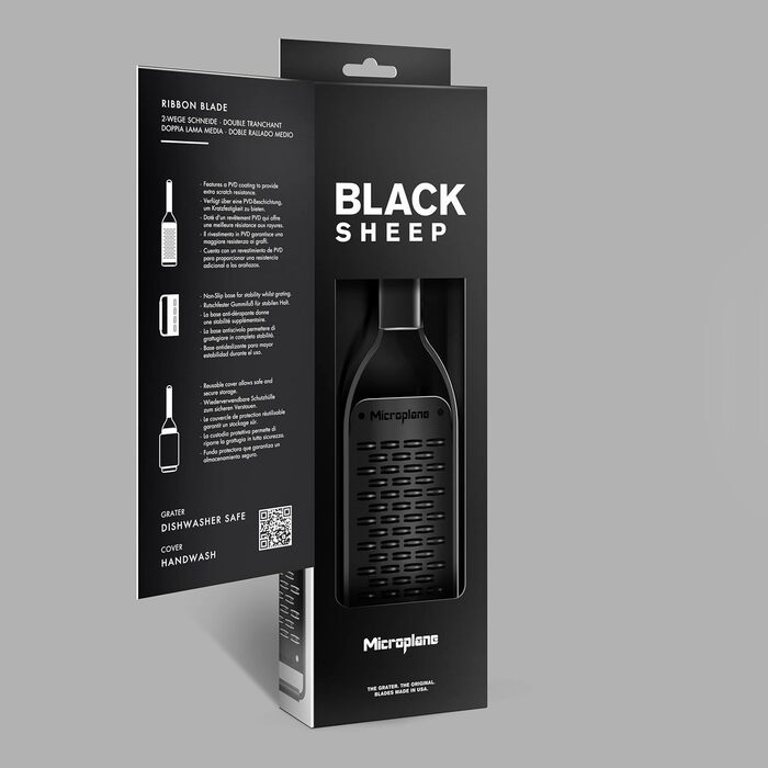 Терка кухонна Microplane Black Sheep двостороння для цитрусових, пармезану, імбиру, шоколаду та мускатного горіха (нержавіюча сталь, США)