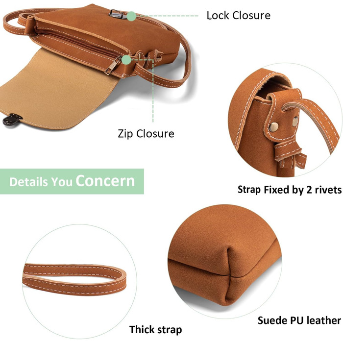 Маленька сумка через плече жіноча з замком, екошкіра, коричнева кросбоді для дівчат, сумка для телефону