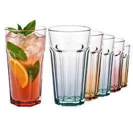 Бокали для коктейлів XXL Caipirinha Highball 630 мл, набір 6 шт. Alva – скляні стакани для лонг дринків, соку, кави, без свинцю, для мийки посуду, ефект акварелі