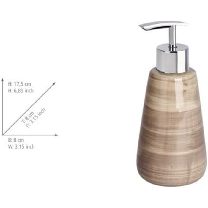 Дозатор для мила WENKO Pottery з кераміки, 0.36 л, бежевий