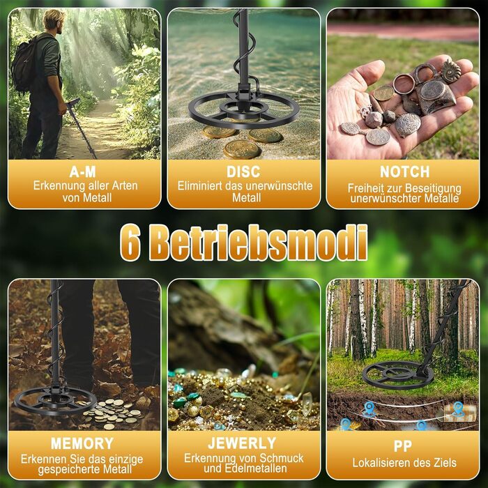 Металодетектор OMMO для дорослих: професійний набір, 6 режимів, вологостійкий, IP68, світло-помаранчевий