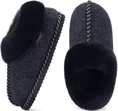 Тапочки домашні жіночі COFACE з Memory Foam, з фетру, чорні, розмір 36-43 (EU 38)
