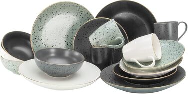 CreaTable Серія INDUSTRIAL GOLD: 16-частинний набір посуду для 4 осіб (сірий), з каменю, для духовки та посудомийної машини