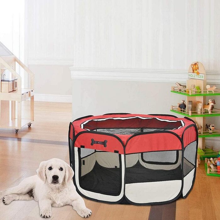Вольєр для цуценят Melko 125x125x64 см, розкладний, для собак, котів, кроликів (Червоний)