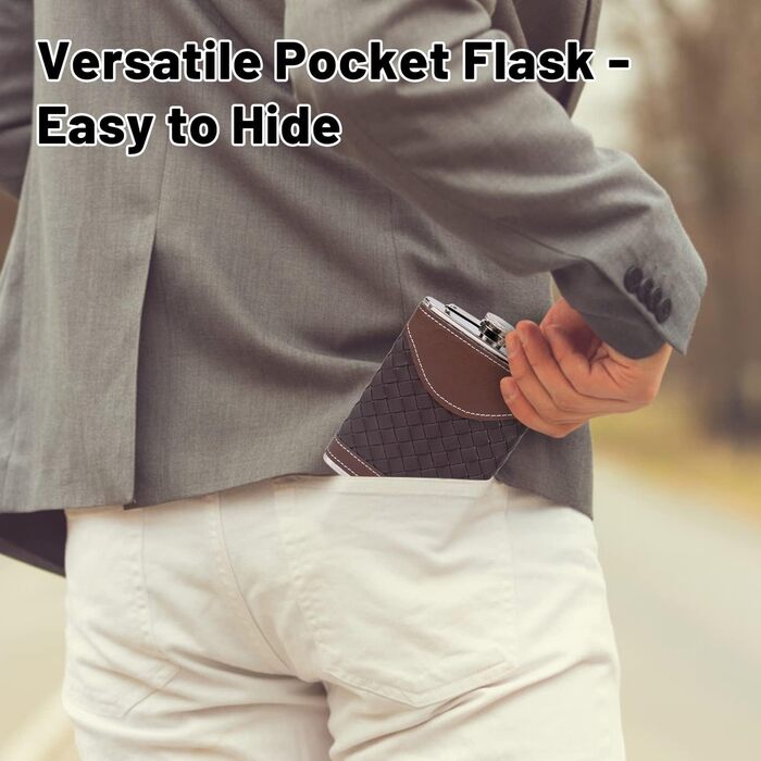 Чоловічий фляга LHD HOME 237 мл, шкіряна пляшка, подарунковий набір, нержавіюча сталь 304, з воронкою та шнапсобіками, чорний