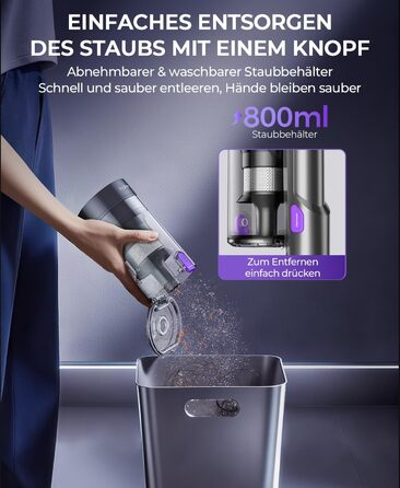 Бездротовий пилосос P9 Pro: потужний акумуляторний пилосос з LED-підсвіткою, 55KPA, 580W, 70 хвилин роботи, антизаплутувальна щітка, для підлоги, килима, шерсті тварин