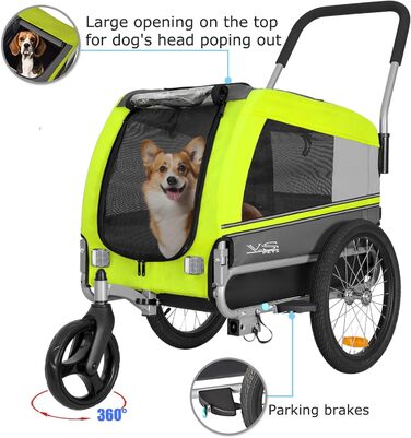 Універсальний візок-перевозник для собак Tiggo VS Pets Medium: 2-в-1 (велосипедний, буксирний)