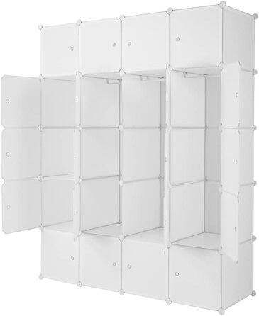 Regal system, 10 dice, plastic wardrobe with doors, modular cabinet for space-saving storage, 70 x 45 x 175 cm, white door & black cabinet. Storage for clothing, shoes etc. (140 x 45 x 175 cm, White-2)