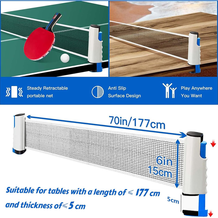 Набір для настільного тенісу: 2 ракетки, м'ячі та сітка