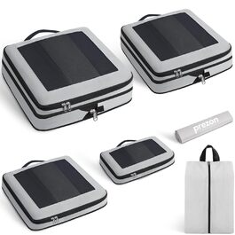 Набір кубиків-органайзерів для подорожей Prezon: 6 шт, сірий, з розширюваним сітковим вікном