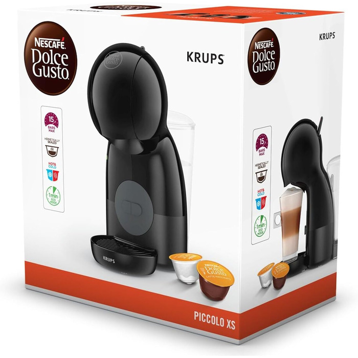 Кавомашина NESCAFÉ Dolce Gusto Piccolo XS by KRUPS, 15 бар, 0.8л резервуар, антрацит, KP1A3B