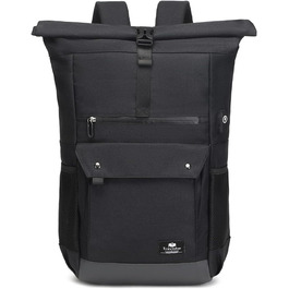 Чорний рюкзак Rolltop з відділенням для ноутбука 15,6 дюймів: бізнес, школа, подорожі, комфорт, водонепроникність