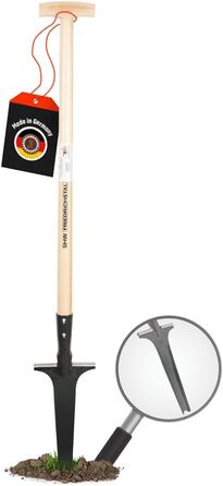 SHW-FIRE Professional Weed Puller with 82cm Ash Wood Handle - Hand-forged with Practical Step