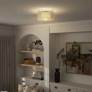 HOMCOM Flush Mount Ceiling Light with Acrylic Shade and Metal Frame, Compatible with Halogen and LED Bulbs
