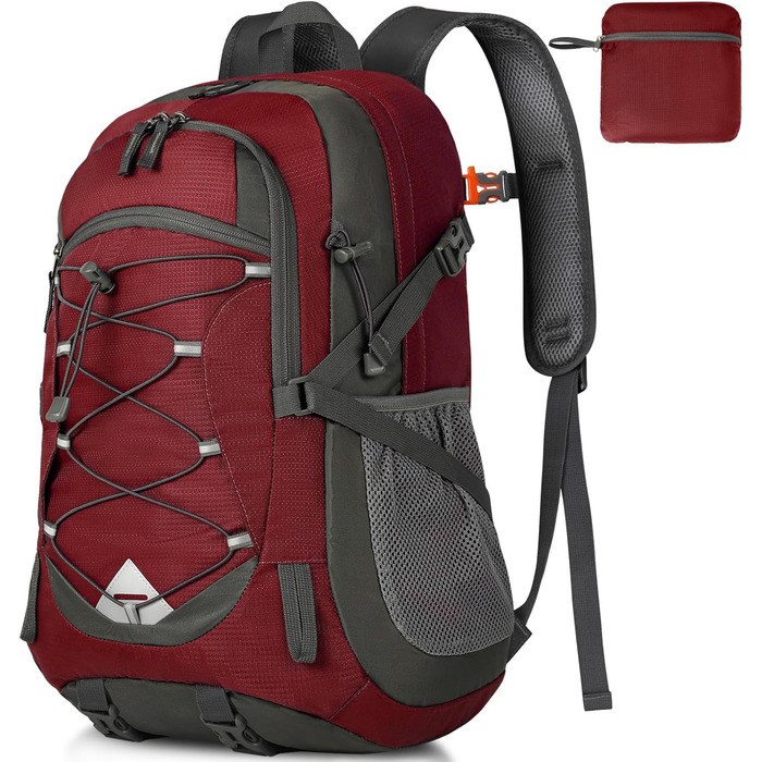 IGOLUMON Hiking Backpack Men Women 40L Waterproof Backpack Lightweight Foldable Travel Backpack Trekking Backpack with Reflective Strips For Cycling, Climbing, Mountaineering and Travel Sports, Red