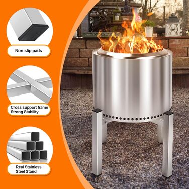 Сталевий підставка для вогнища 38-68 см для Solo Stove Bonfire, Ranger, Yukon та інших, аксесуари для каміна і саду