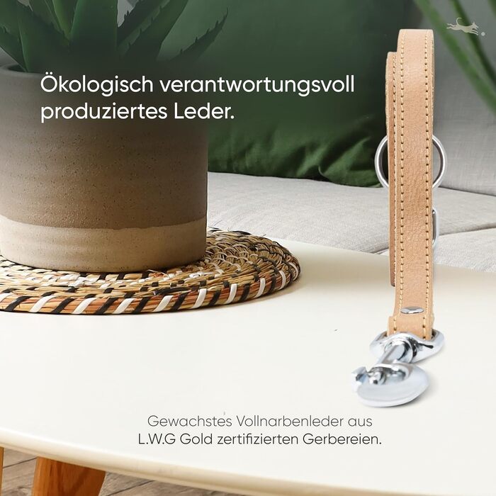 2m Dog Leash made from certified leather - Adjustable training lead - Handmade in EU - Dog Leash for large, medium & small dogs - Leather leash (25mm wide) (16mm width, Sand)