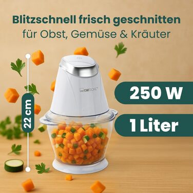 Електричний дрібник Clatronic MZ 3579: 250W, нержавіюча сталь, 1л, подрібнення льоду, білий