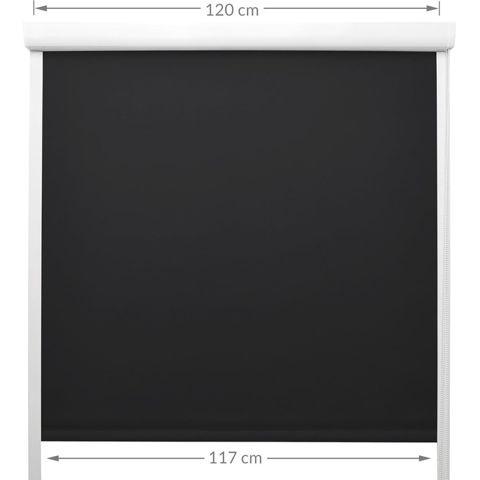 Рулонна штора з напрямними SolReflect K24 60x175 см – терморулон Blackout, затемнююча, без свердління, чорна