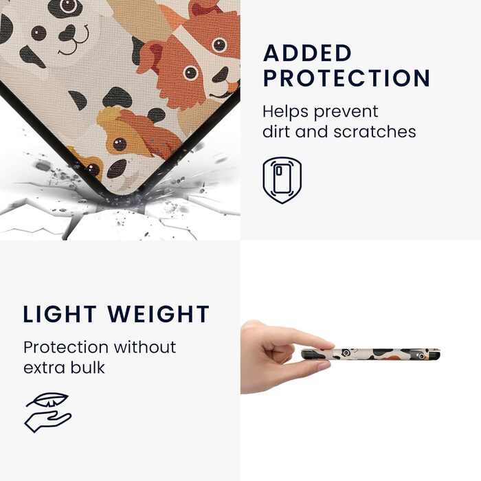 Чохол-книжка kwmobile для Kobo Libra Colour/Tolino Vision Color - багато колірних варіантів (Велика кількість собак, світло-коричневий, сірий)