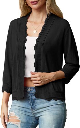 Жакет-кардиган жіночий Grecerelle, легкий, з рюшами, для вечірнього образу, чорний