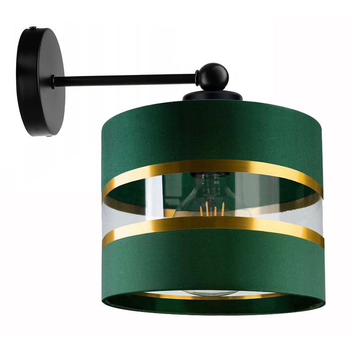 Настінний світильник-бра E27 з зеленим смугастим абажуром, 20 см