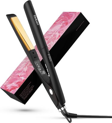 Dekuri 42mm Ceramic Hair Straightener - Water-Based Plates, Pink/Black - Adjustable 120°C-230°C
