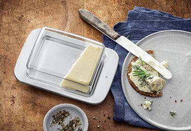 WMF Loft Brunch Butter Dish, Stainless Steel 11.5 x 16.8 cm, with Plastic Lid, Brushed Cromargan Stainless Steel, Dishwasher Safe
