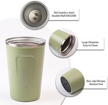 Термокружка з нержавіючої сталі SUNTQ - 510 мл, з подвійними стінками, ізольована, з кришкою, багаторазова (Чорний)